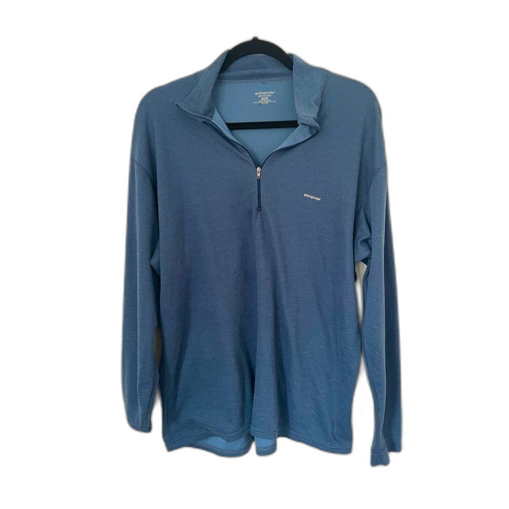 Patagonia Men's Blue Long Sleeve Capilene 1/4 Zip Pullover Size XL